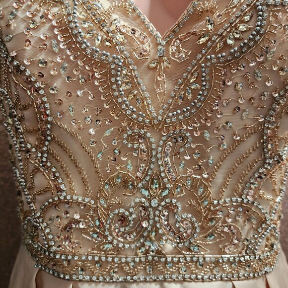 Champagne Rhinestone/Sequins Dress.Formal:Wedding, Prom, Homecoming,Quinceanera. - Picture 3 of 4